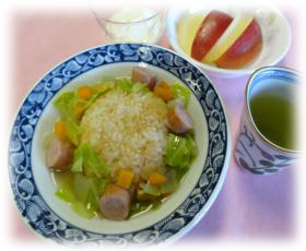 ぽかぽかスープと簡単焼きおにぎりで野菜たっぷりおこげ雑炊 （平成29年1月号）